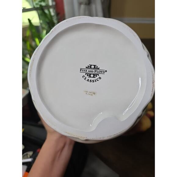 Fitz & Floyd Basket Weave Cookie Jar / Canister - Apple Pear Grape Peach 11 X 9 - Picture 13 of 16